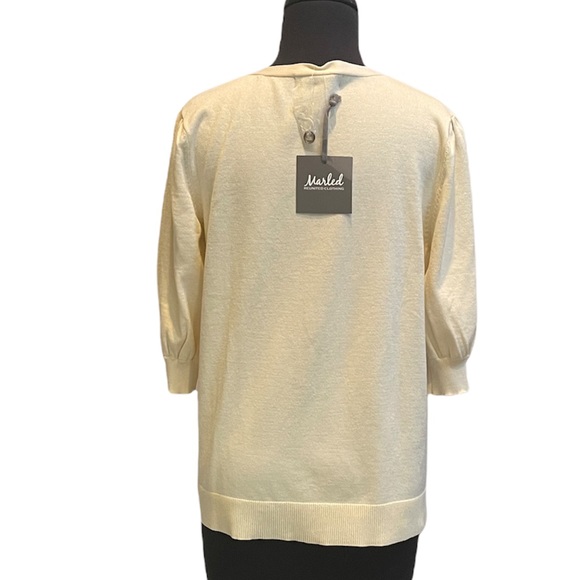 Marled Cream Color Cardigan Lightweight Sweater Size Large Short Sleeve NWT - Picture 6 of 11